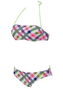 Arena Womens Checks Bandeau Swim Bikini White/Multi-coloured -Outlet Swimsuit Zone Store 87061 16 checks bandeau 2