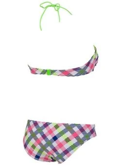 Arena Womens Checks Bandeau Swim Bikini White/Multi-coloured -Outlet Swimsuit Zone Store 87061 16 checks bandeau back 2