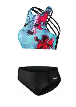 Beco Regular Fit High Neck B-Cup Bikini - Blue / Red