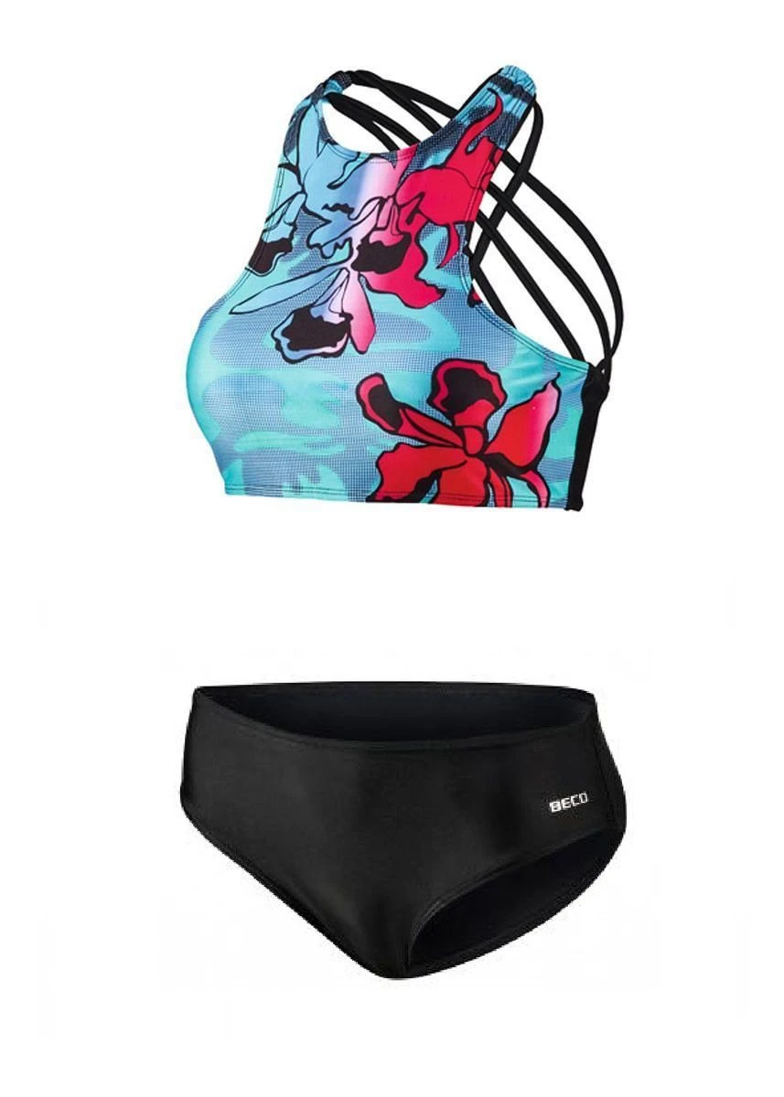 Beco Regular Fit High Neck B-Cup Bikini - Blue / Red 3 Beco Regular Fit High Neck B-Cup Bikini - Blue / Red