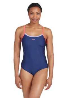 Zoggs Strikeback Cannon Swimsuit - Navy/Purple/Red