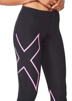 2XU Women's Compression Tights - Black / Pink -Outlet Swimsuit Zone Store wa4173b blk flp 35 600x