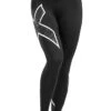 2XU Women's Bonded Mid-Rise Tights - Black/Galaxy White -Outlet Swimsuit Zone Store wa4880b blk gxw 02
