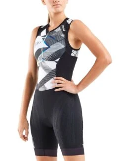 2XU Women's Compression Tri-suit - Black/Chroma -Outlet Swimsuit Zone Store wt5522d blk chr side