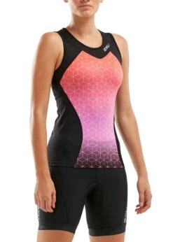 2XU Women's Active Tri Singlet - Black/Sunset Ombre -Outlet Swimsuit Zone Store wt5547a blk sto 02