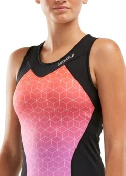 2XU Women's Active Tri Singlet - Black/Sunset Ombre -Outlet Swimsuit Zone Store wt5547a blk sto 04