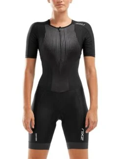 2XU Women's Perform Zip Sleeved Trisuit - Black/Shadow